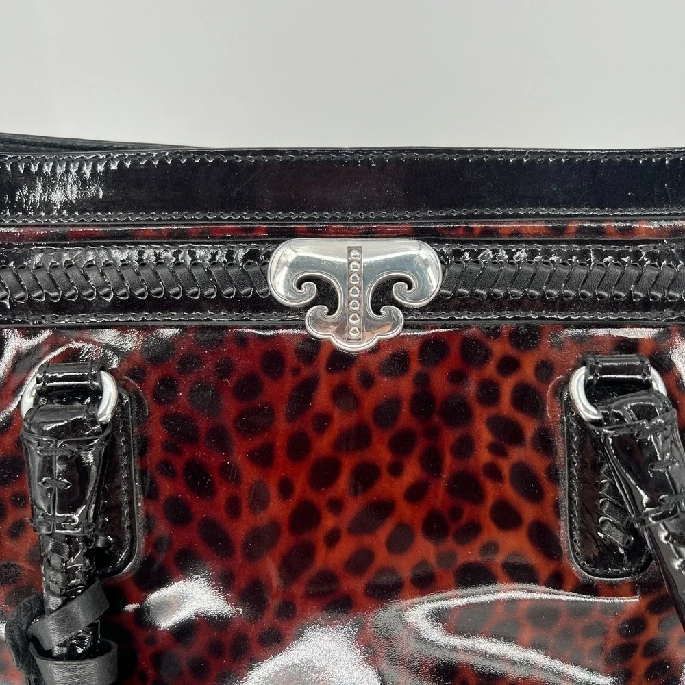 Brighton Aristocrat Bag Cheetah Print Renault Satchel Handbag Patent Leather Y2K